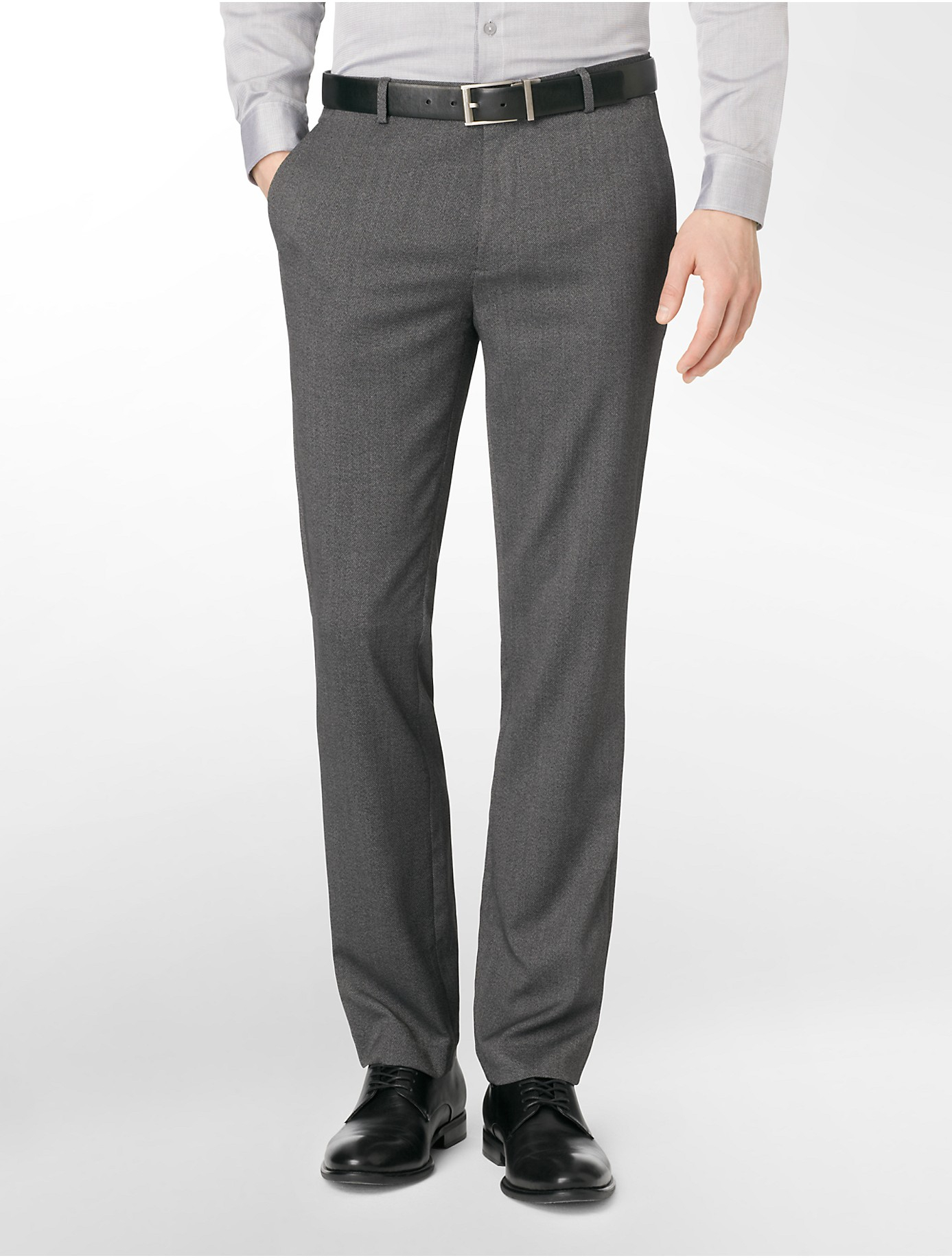 Calvin klein White Label Slim Fit Heathered Twill Dress Pants in Gray ...