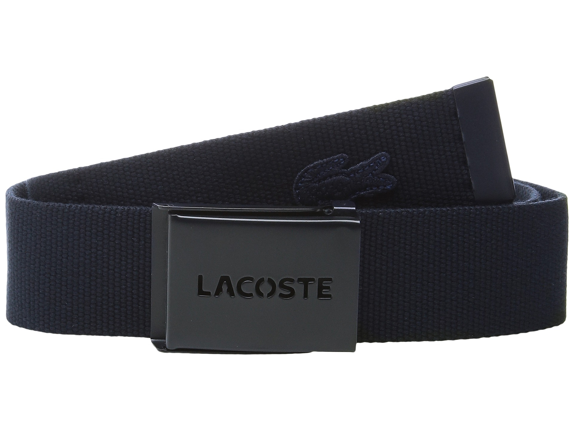 Lyst - Lacoste Embossed Logo Adjustable Buckle Textile Belt in Blue for Men
