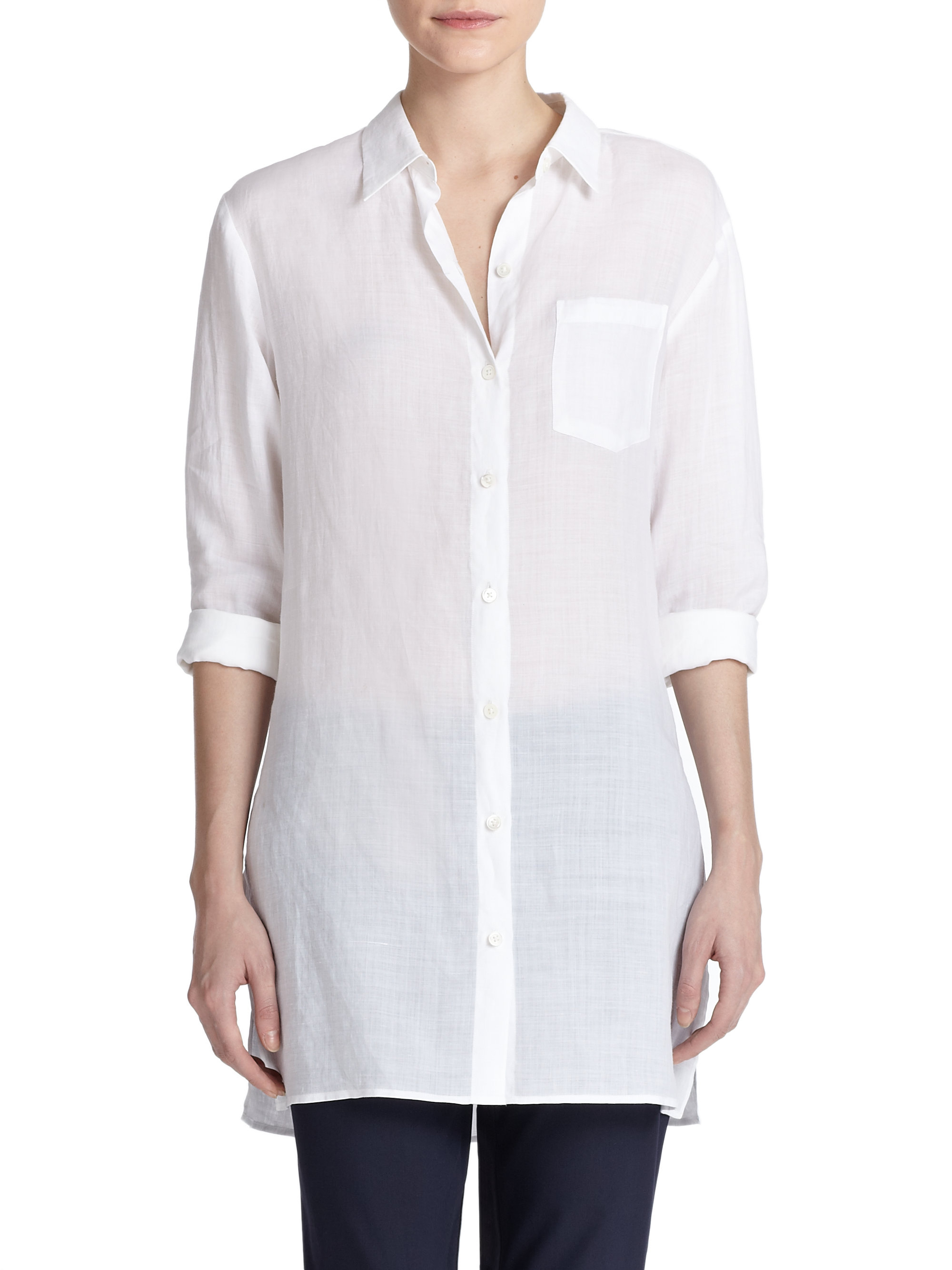 Lyst - Theory Naulia Button-down Tunic in White