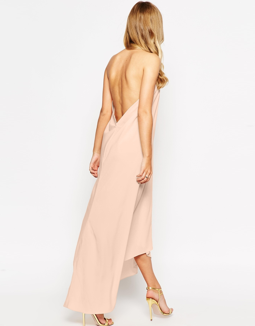 Lyst - Asos Halter Swing Maxi Dress With Gold Necklace in Pink