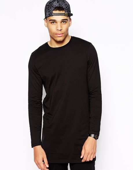 Asos Long Sleeve T-Shirt In Super Longline in Black for Men | Lyst
