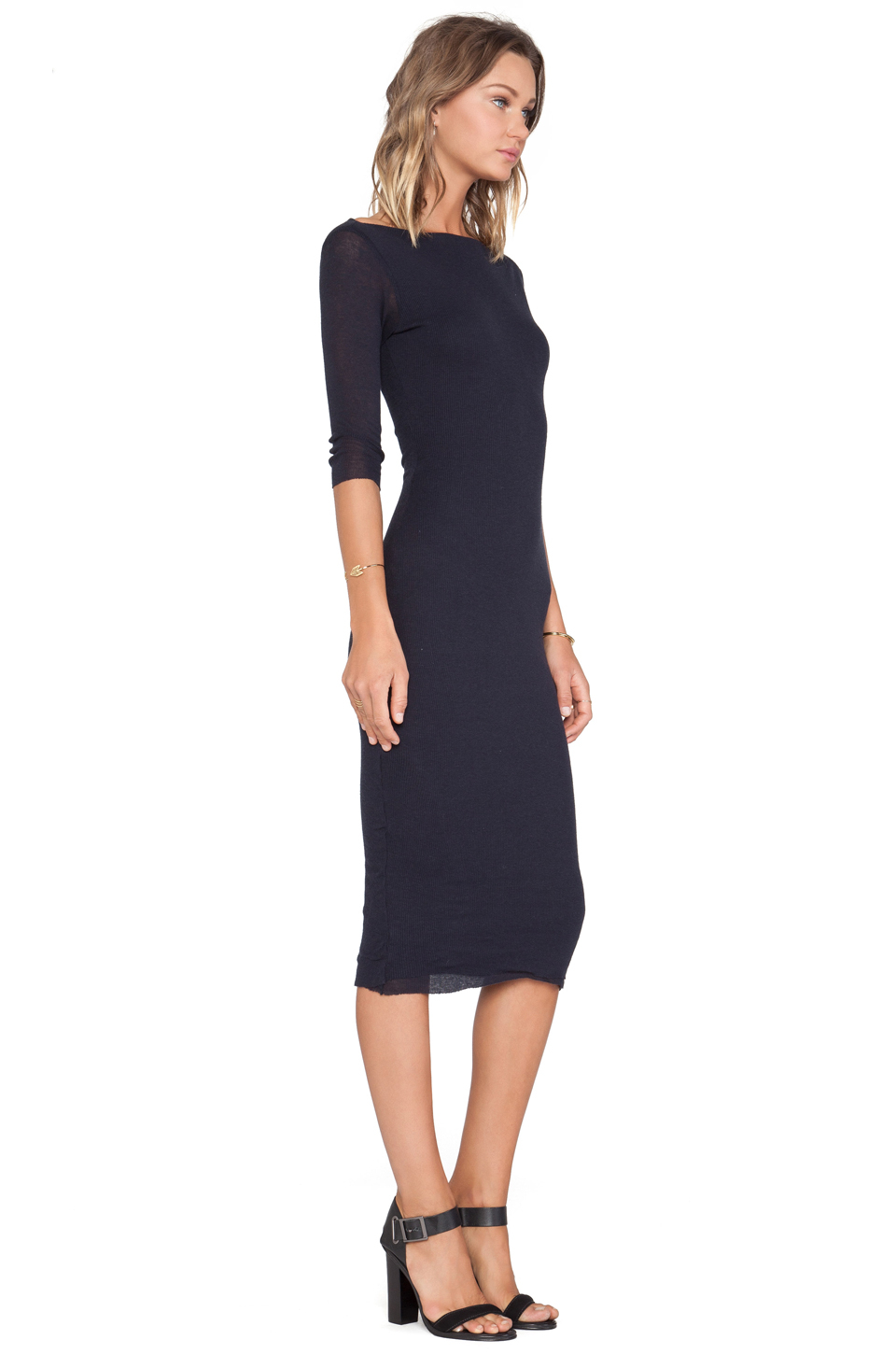 James perse Cashmere Rib Boatneck Dress in Black | Lyst James perse Cashmere Rib Boatneck Dress in Black | Lyst