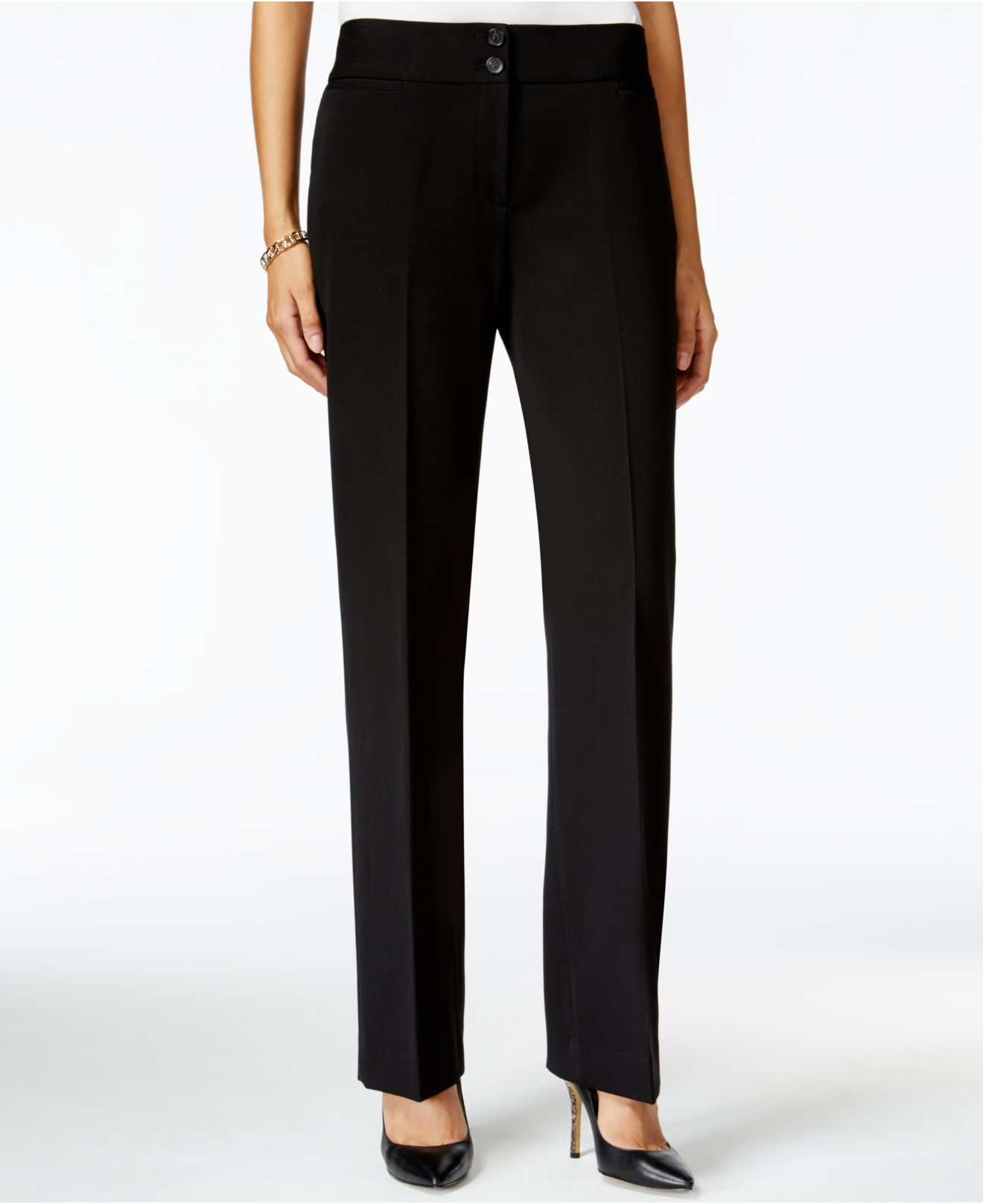 Lyst - Tahari Straight-leg Pants in Black