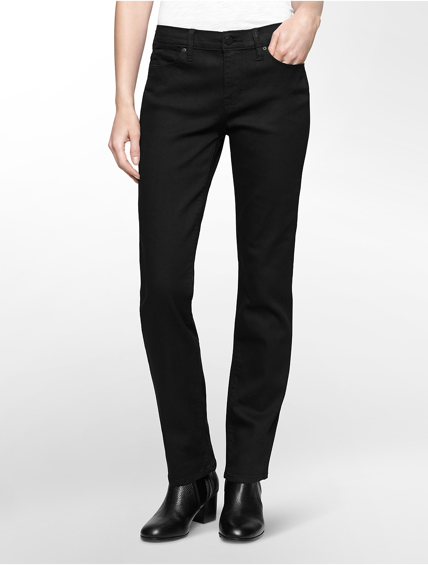 Calvin klein Jeans Straight-leg Medium Wash Jeans in Black | Lyst