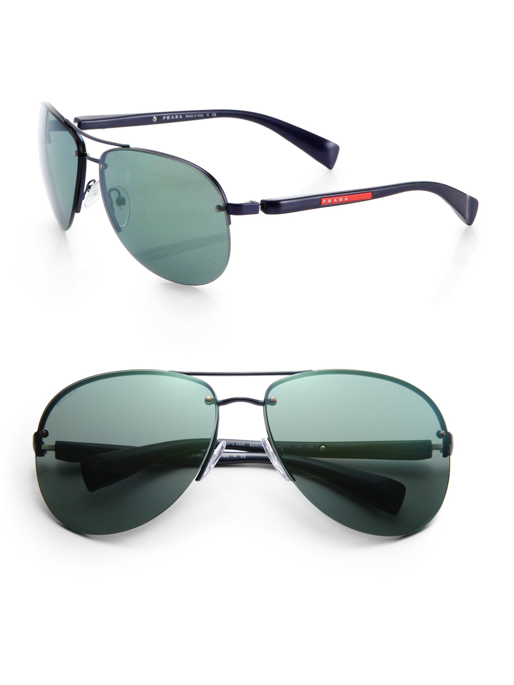 Prada Oversized Aviator Sunglasses In Blue For Men Lyst 