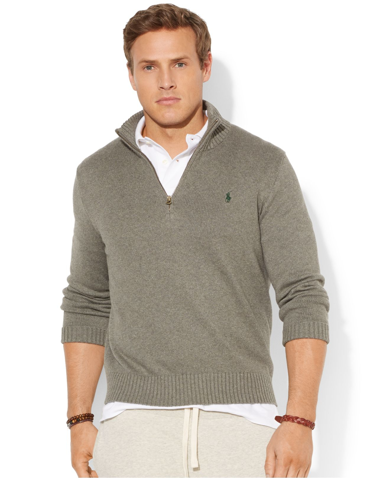 Lyst - Polo Ralph Lauren Big And Tall Half-Zip Mockneck Sweater in Gray ...