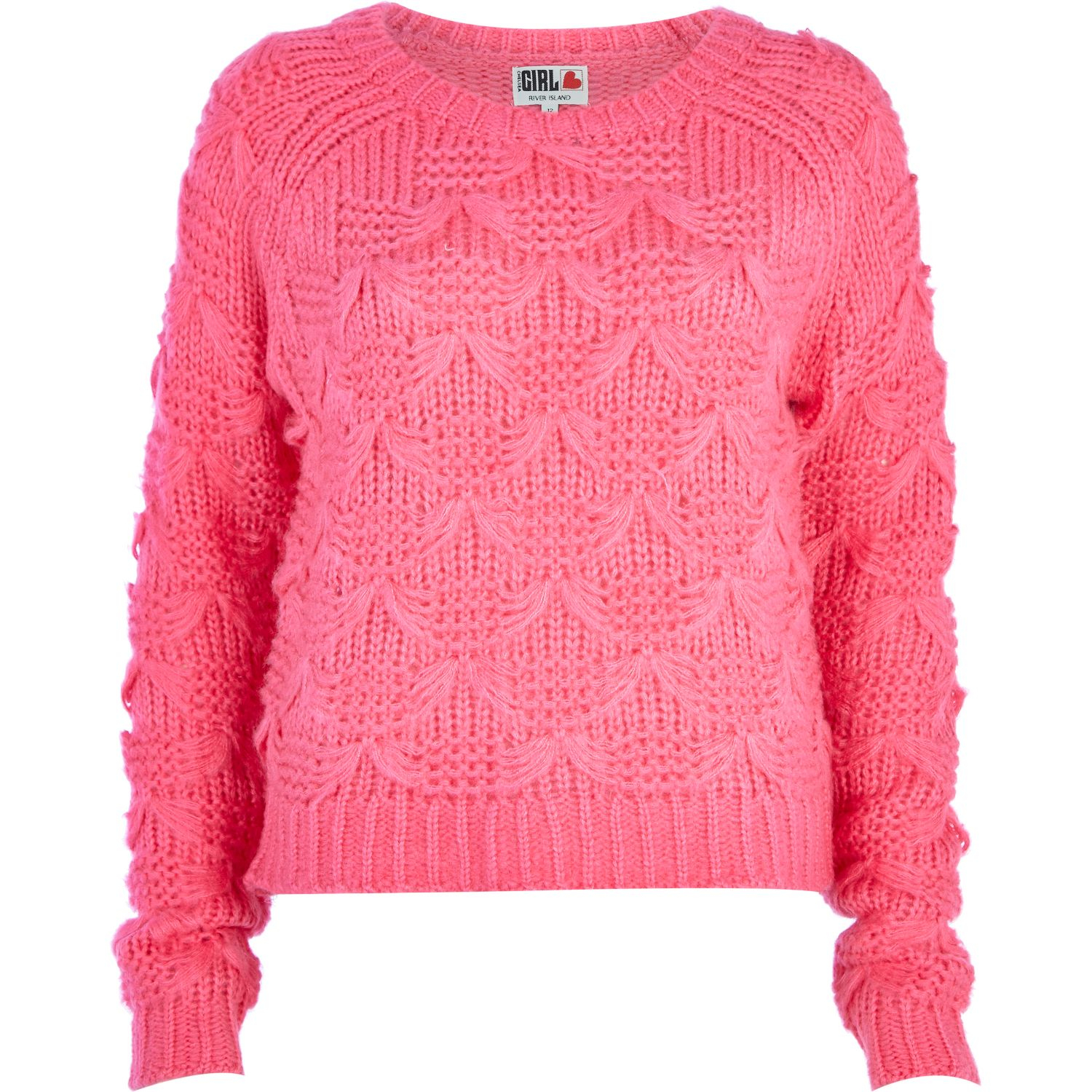 River island Pink Chelsea Girl Bow Knit Jumper in Pink | Lyst