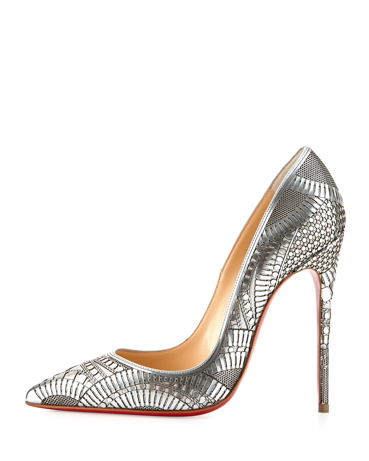 christian louboutin men rollerboy spikes - Christian louboutin Kristali Laser-Cut Pump in Silver (VERSION ...