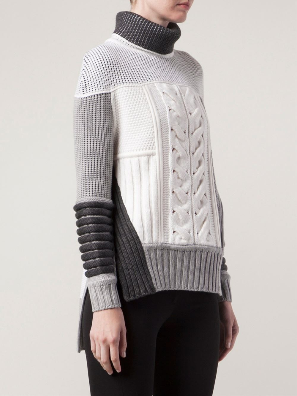 Prabal gurung Patch Knit Sweater in Gray Lyst