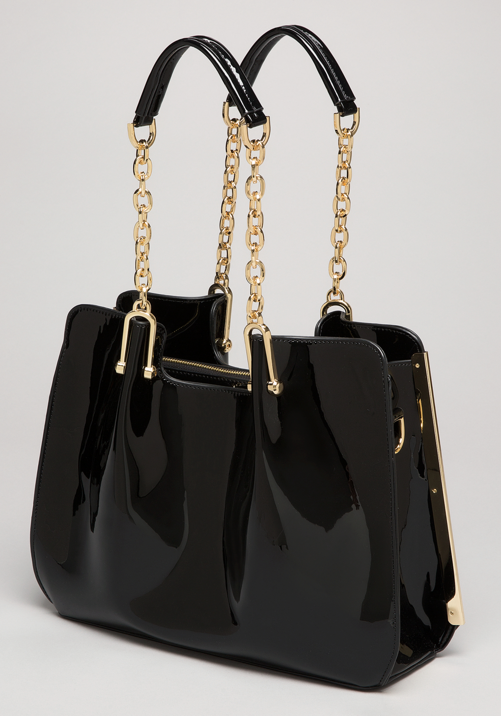 Lyst Bebe Saige Patent Tote in Black