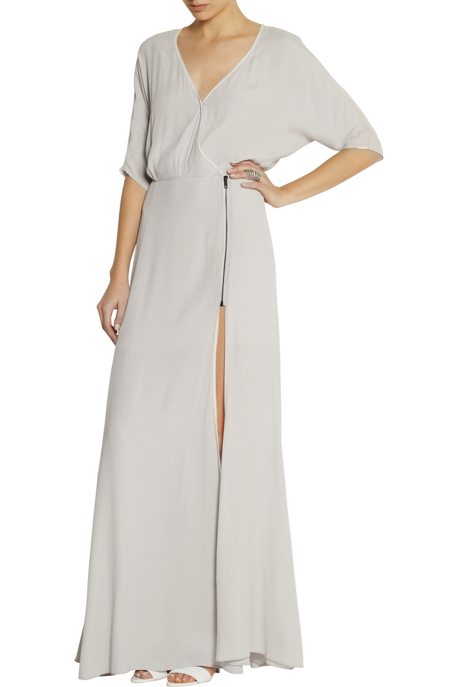 Lyst - Dagmar Lillian Wrapeffect Crepe Maxi Dress in Gray