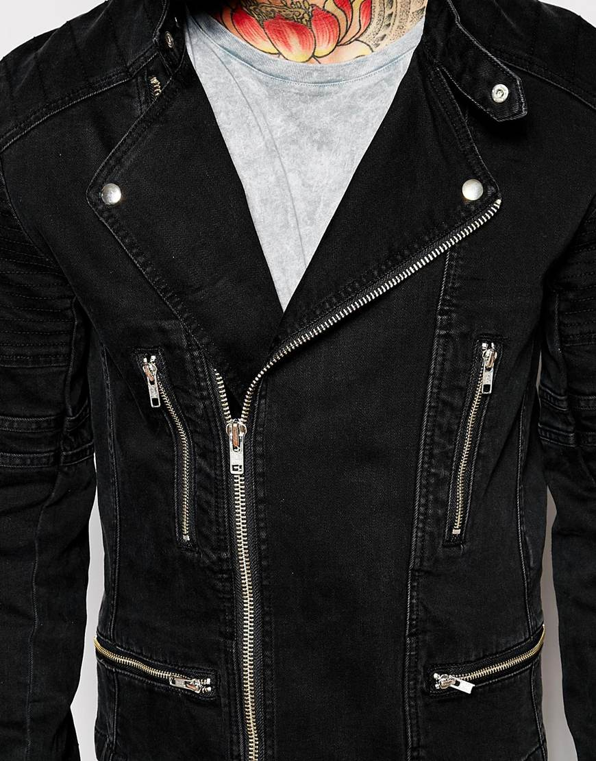 [question] Black Denim Biker jacket, : jackets