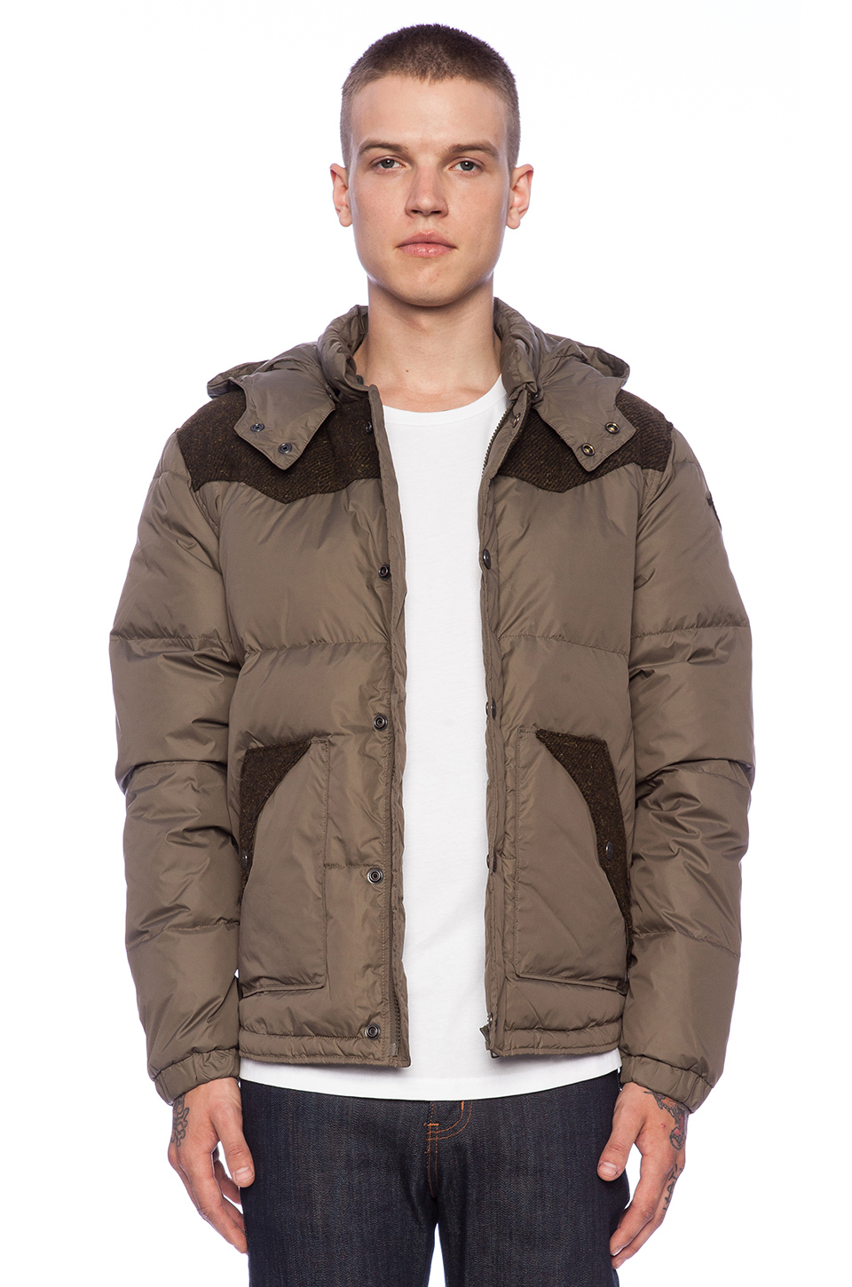 Lyst - True Religion Puffer Jacket With Contrast in Natural for Men