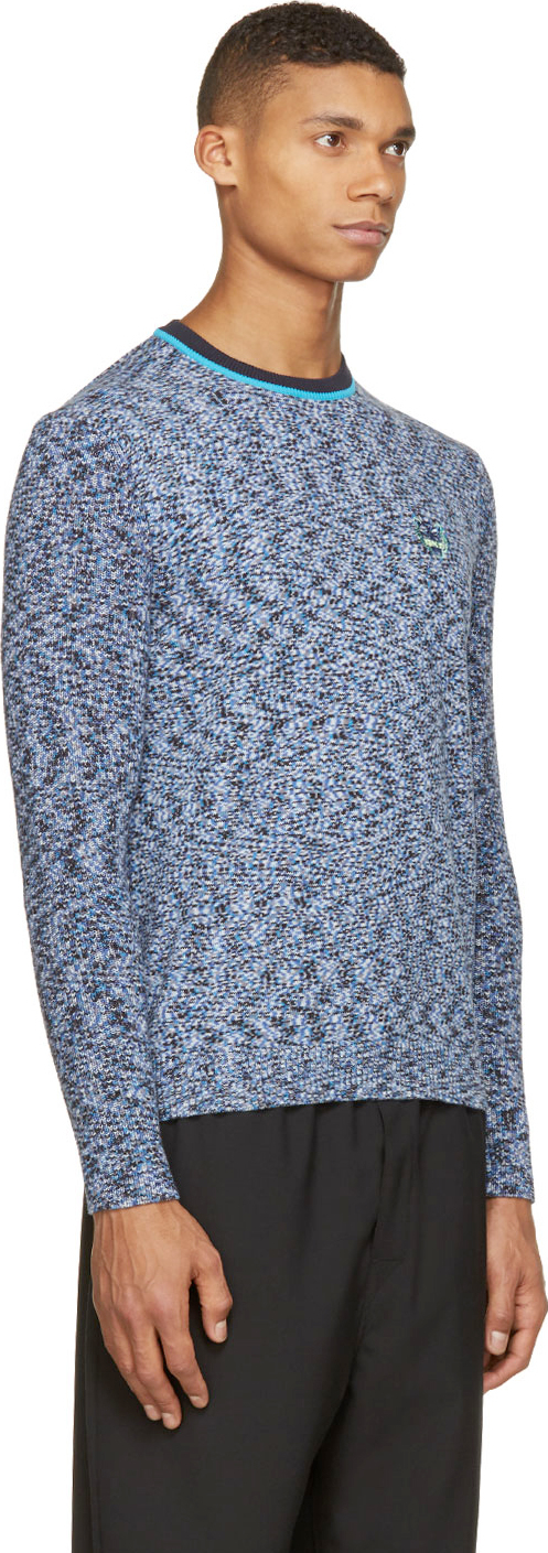 Kenzo Blue Marled Tiger Crest Sweater in Blue for Men | Lyst