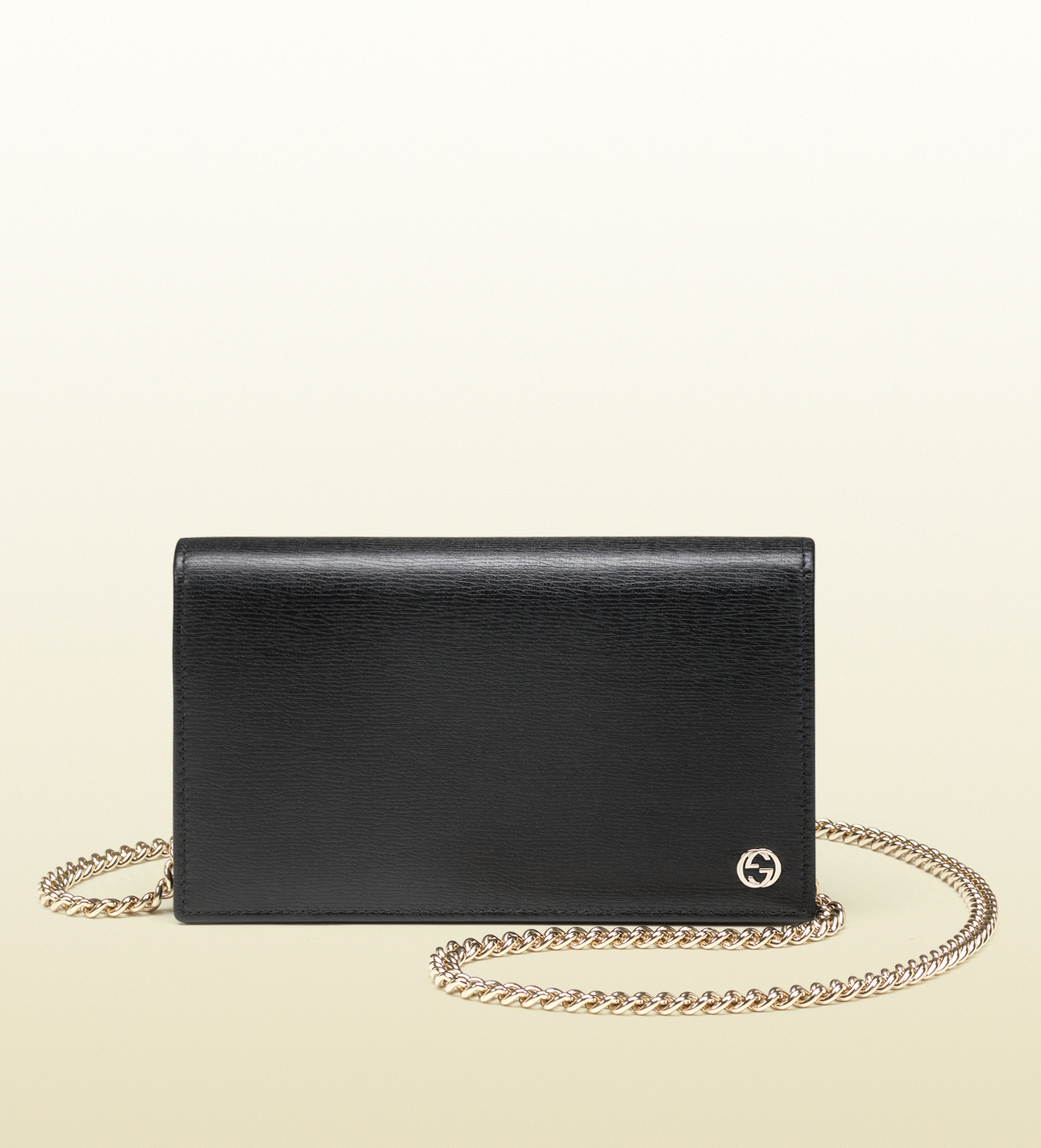 Lyst - Gucci Leather Chain Wallet in Black