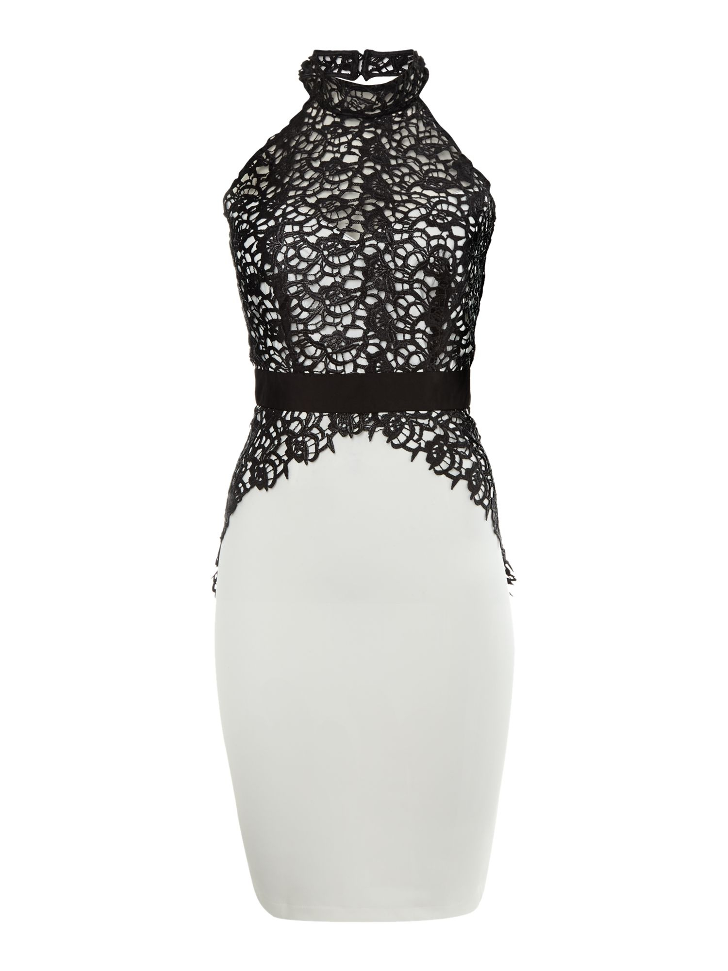 Lipsy Kardashian Kollection Lace Halter Bodycon Dress In White Lyst 8712