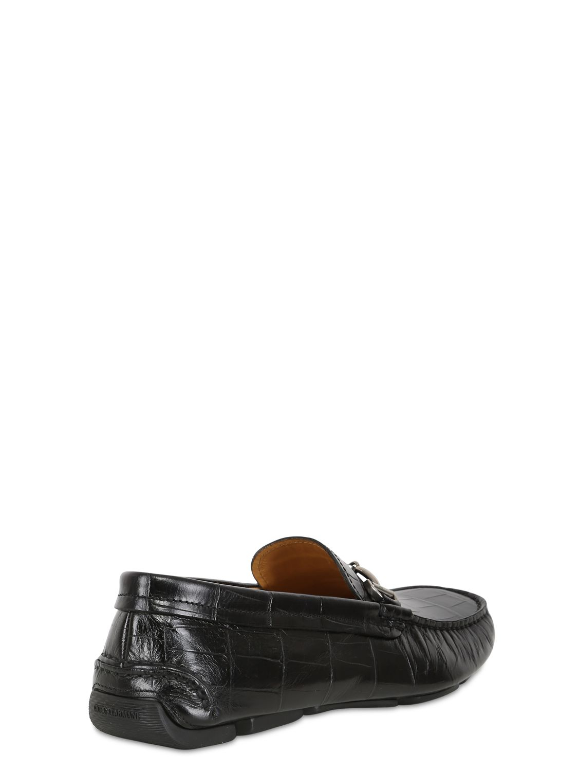 Lyst - Giorgio Armani Mock Croc Leather Horse Bite Loafers in Black for Men