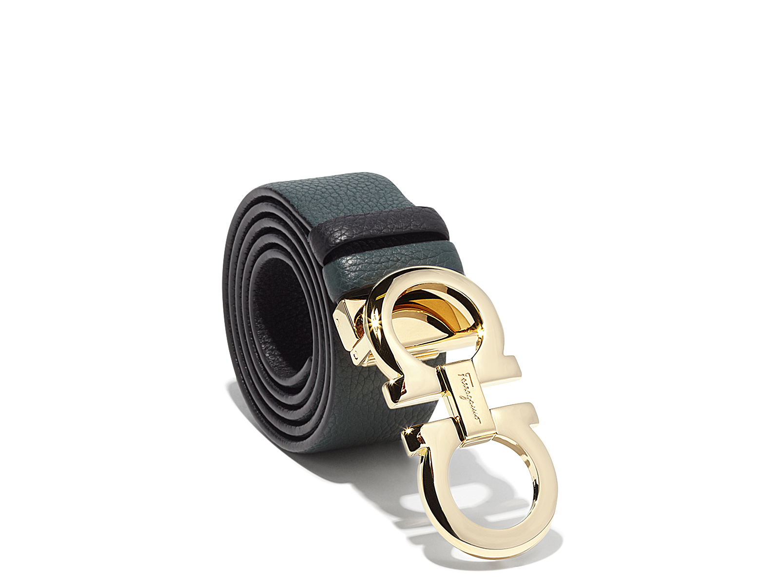 Ferragamo Large Double Gancio Belt in Green (Feuille Green) | Lyst