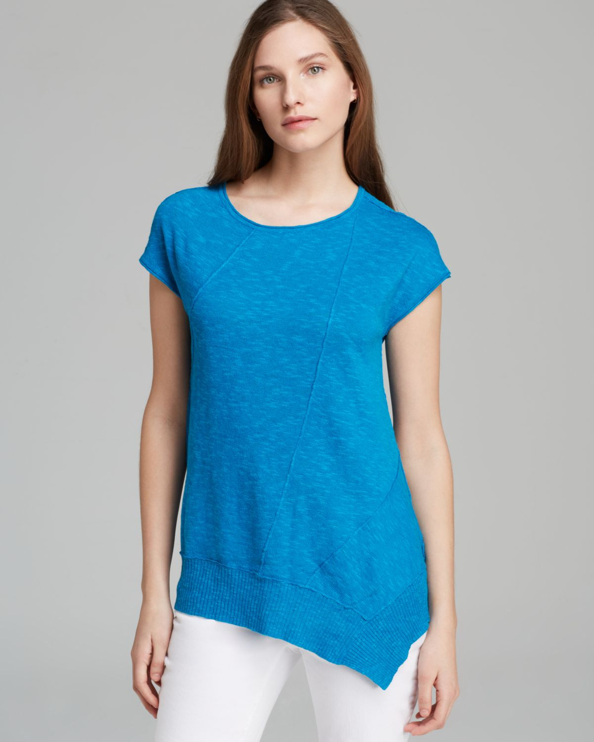 scoop neck cap sleeve crepe top