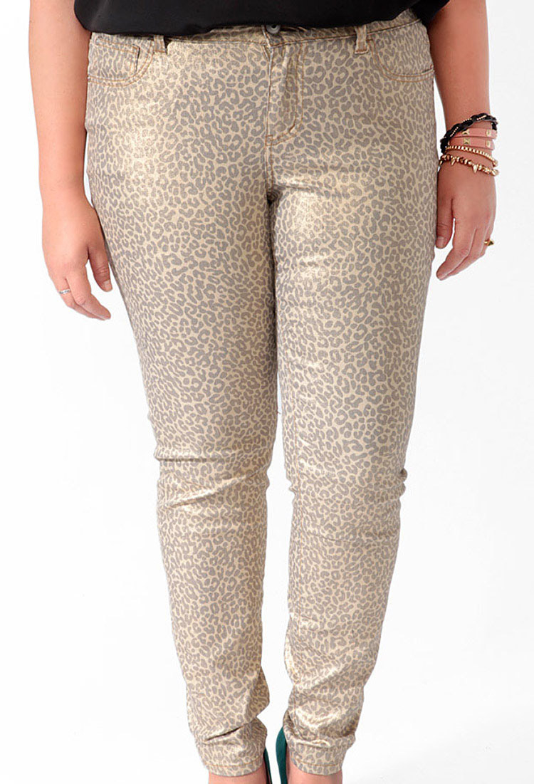 metallic skinny jeans