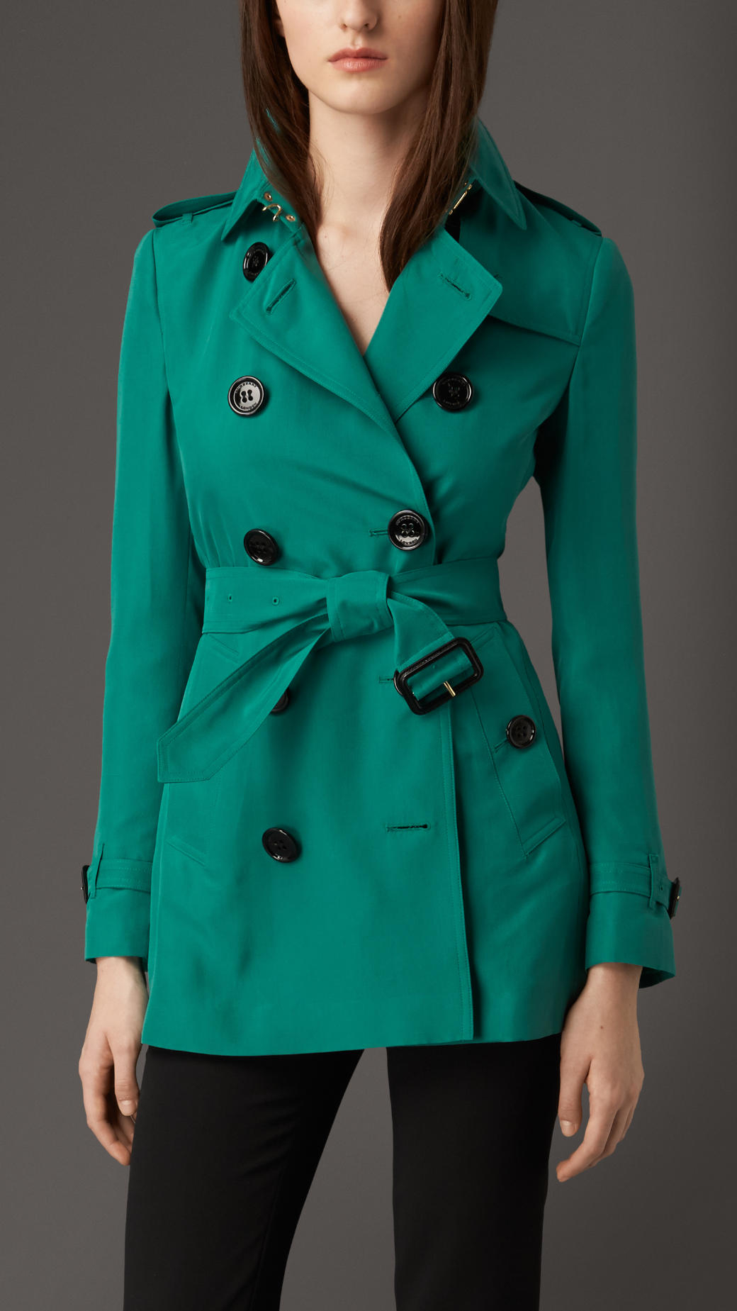 Burberry Modern Fit Silk Trench Coat in Green | Lyst