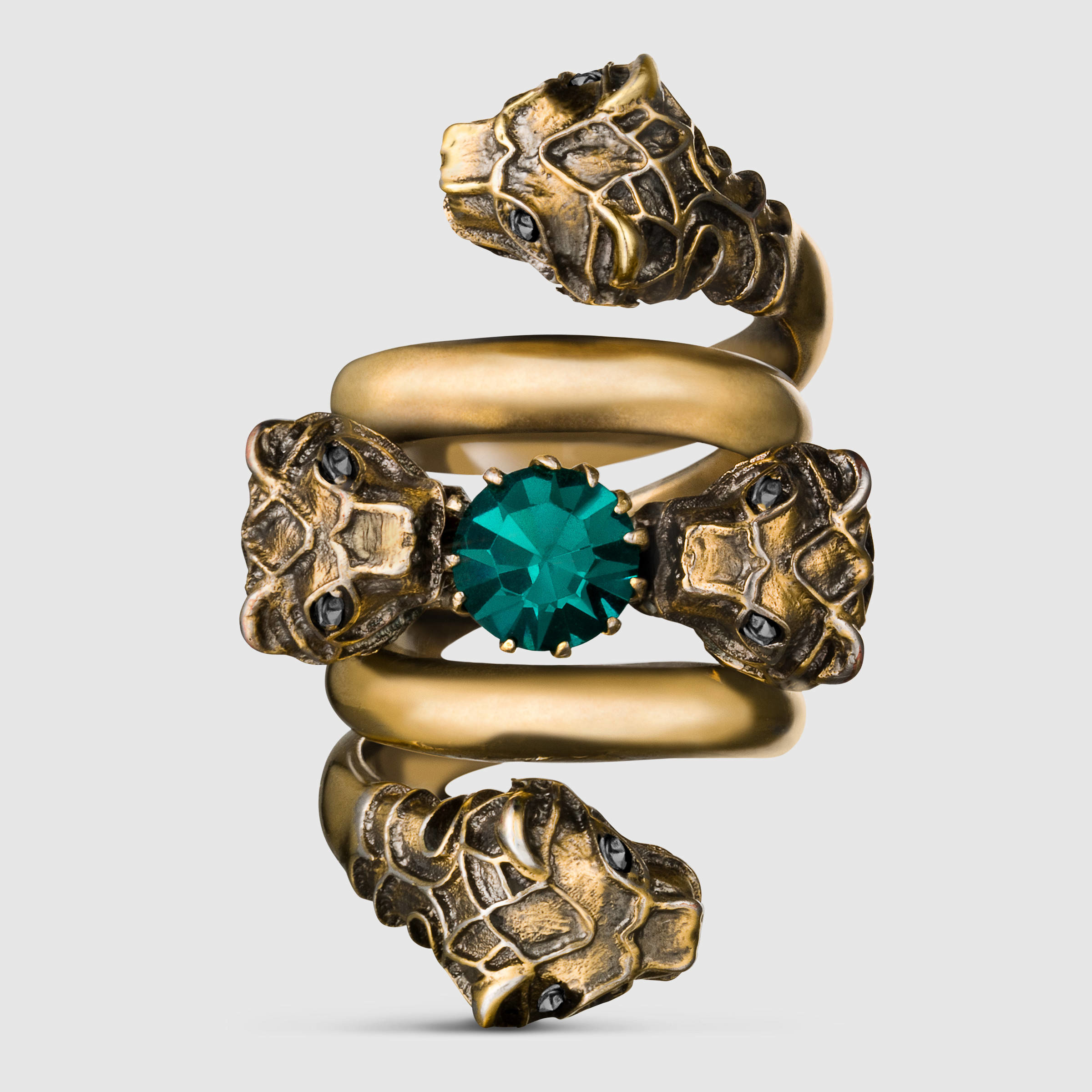Gucci Double Wrap Ring With Tiger Heads in Metallic (metal) | Lyst