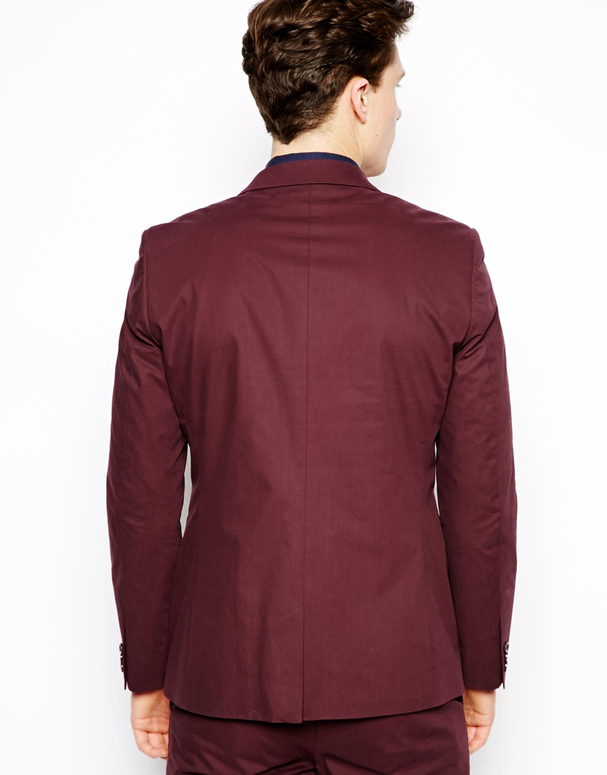 Lyst Asos Slim Fit Suit Jacket In Poplin in Red for Men