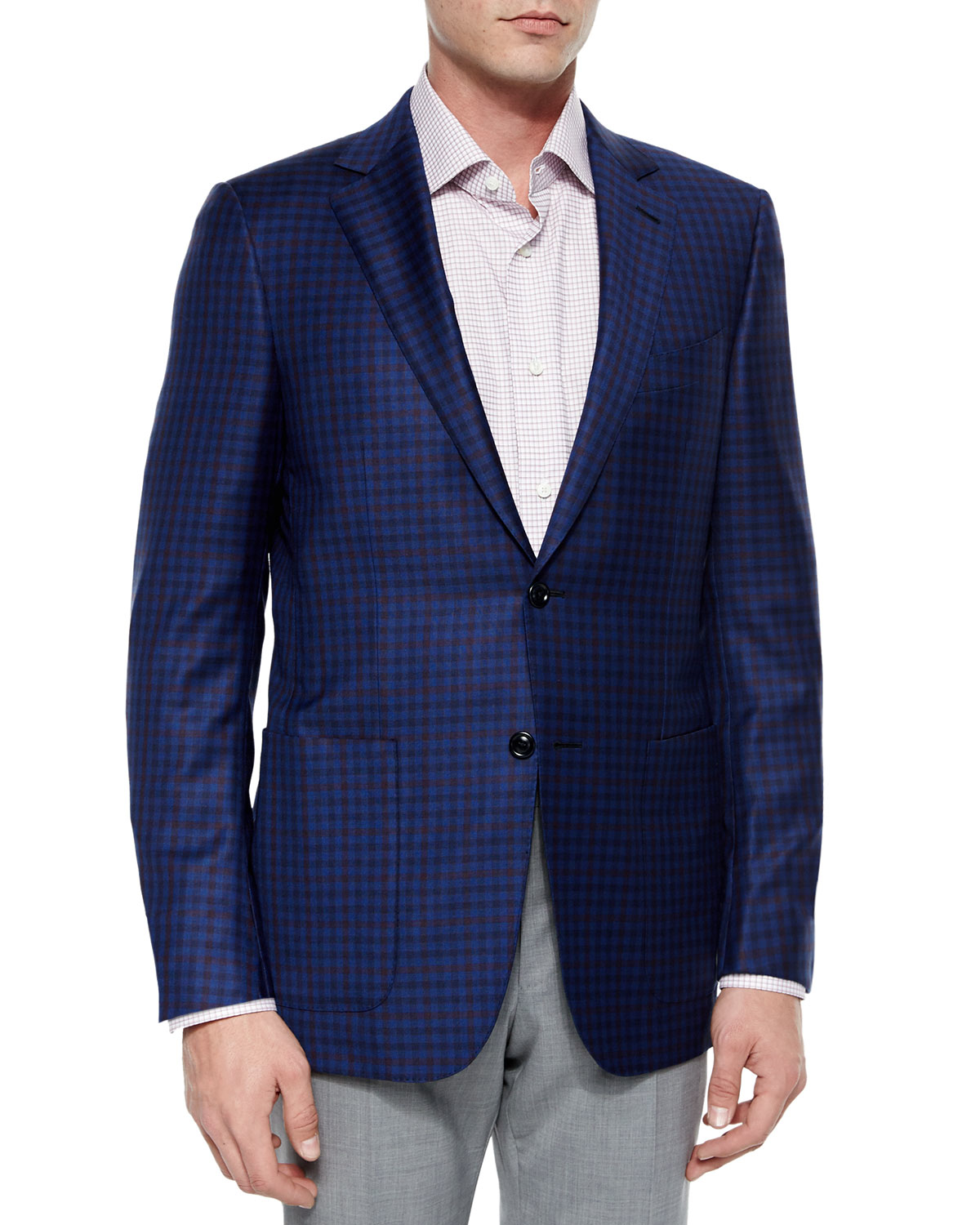 Ermenegildo Zegna Check Wool Sport Coat in Blue for Men - Lyst