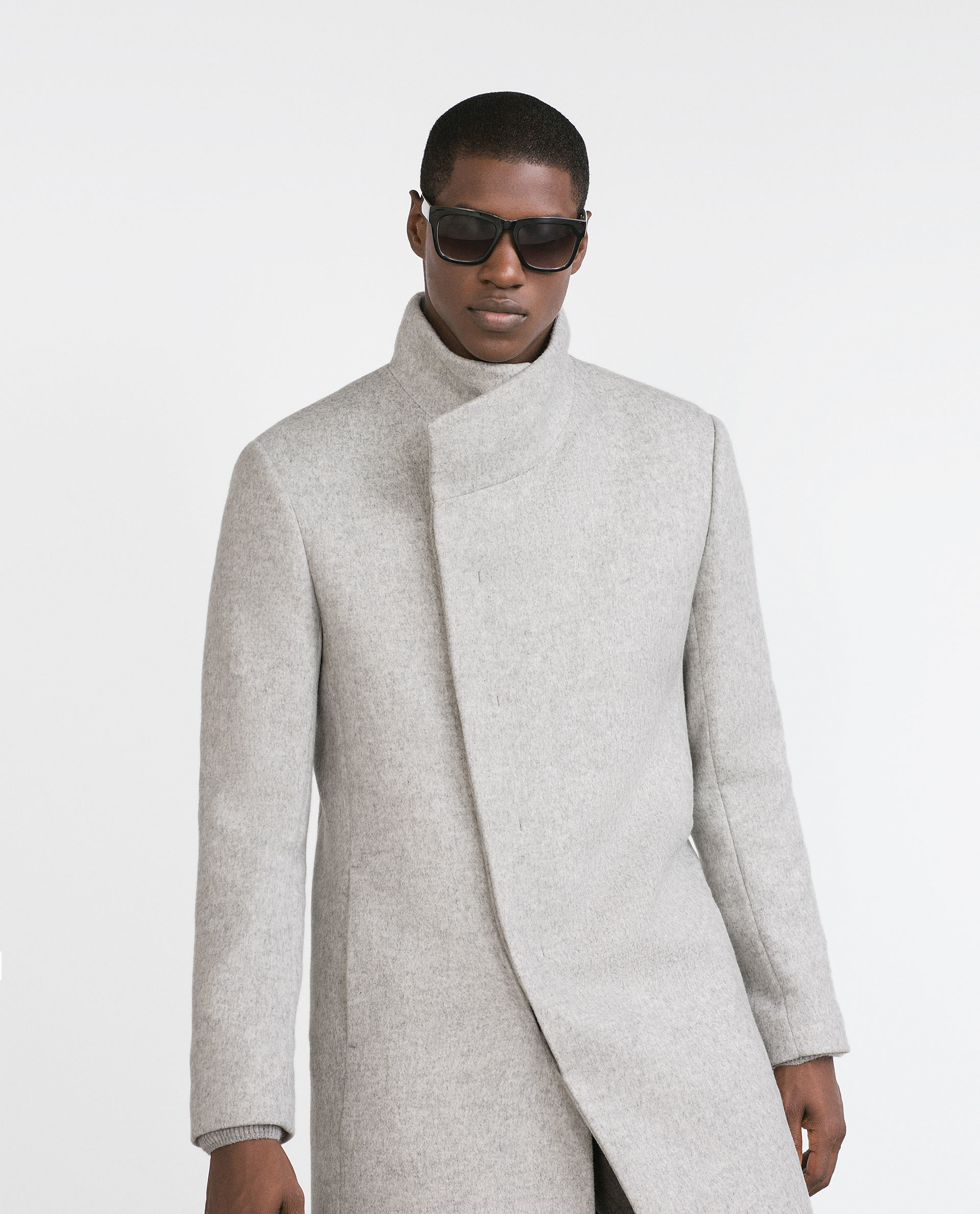 Zara Funnel Collar Coat in Gray for Men | Lyst