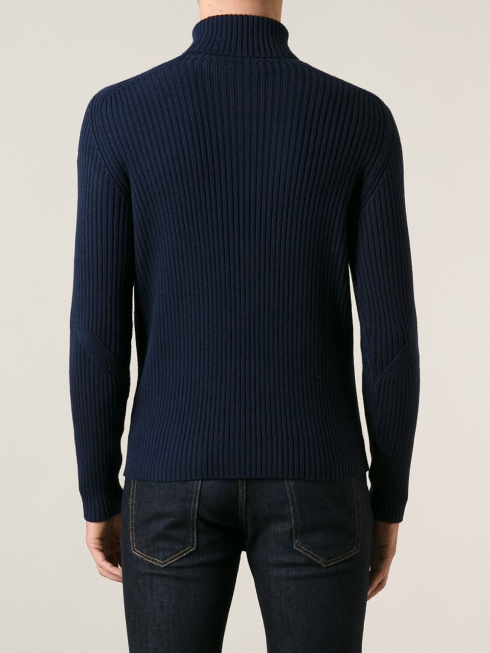 Moncler grenoble Ribbed Knit Jumper in Blue for Men | Lyst