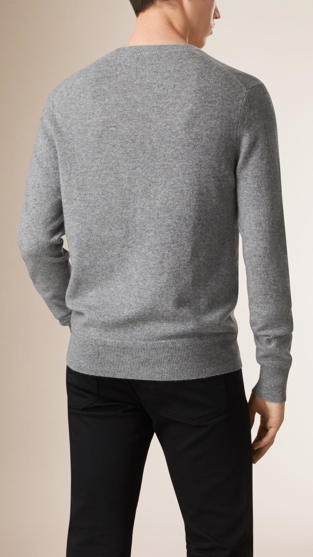 Burberry Crew Neck Cashmere Sweater Light Grey Melange in Gray for Men ...
