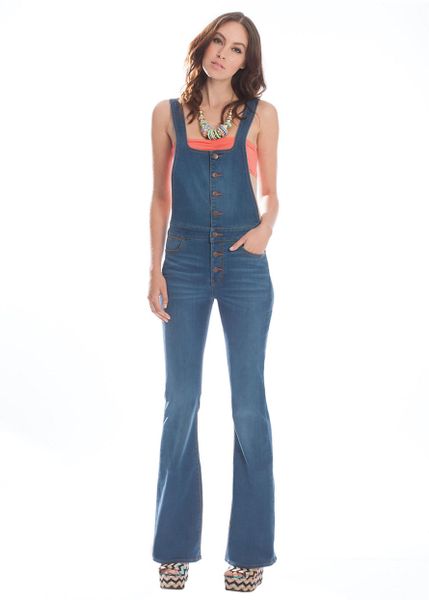 Dittos Delilah Flare Overalls in Blue | Lyst