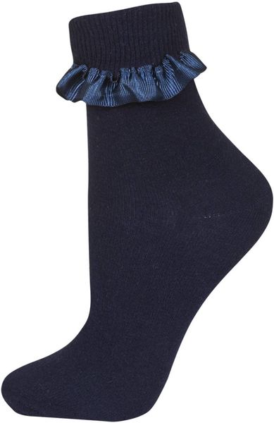 Topshop Womens Ribbon Trim Ankle Socks - Navy Blue in Blue (NAVY BLUE ...