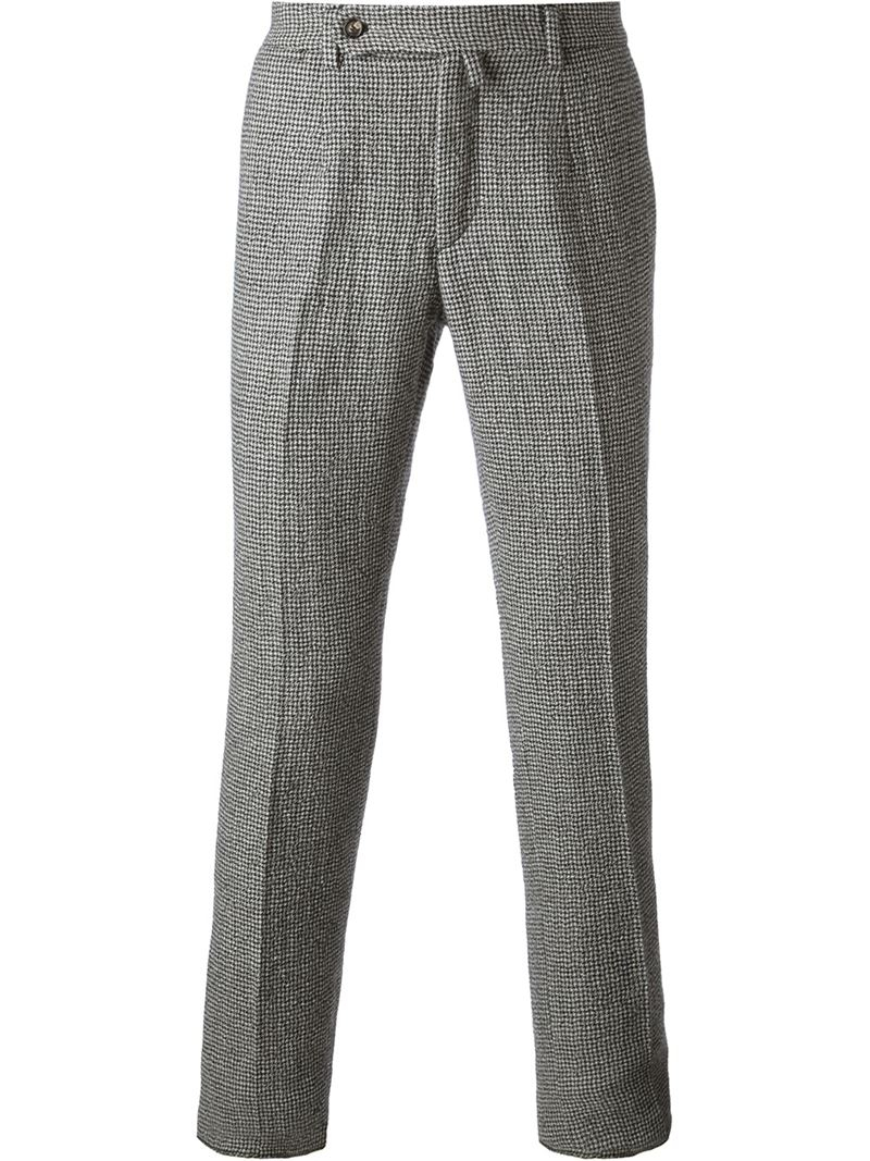 Ermanno scervino Houndstooth Pattern Trousers in Black for Men | Lyst