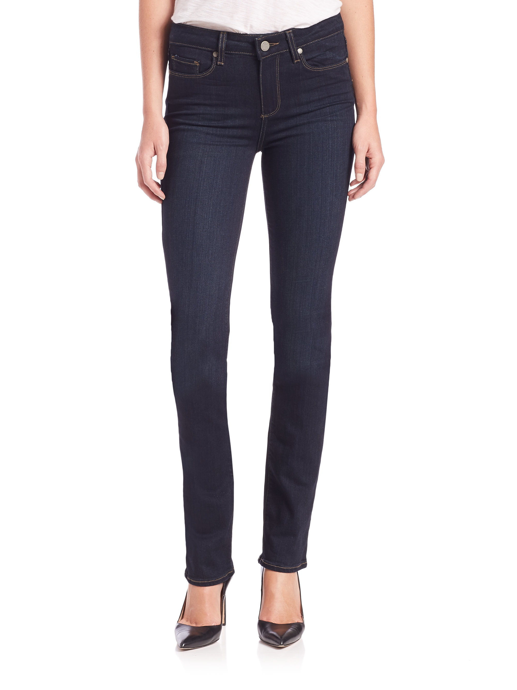 Paige Hoxton High-rise Straight-leg Jeans in Blue | Lyst