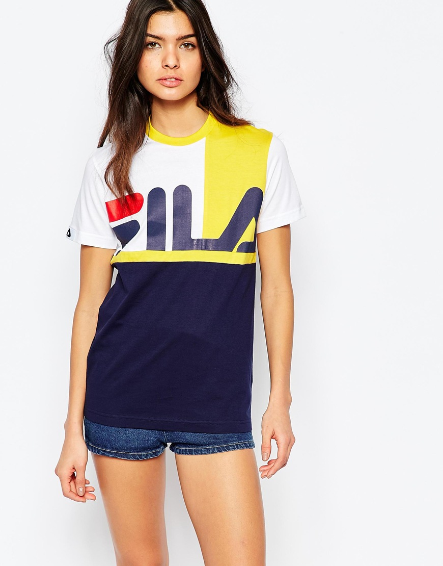 womens yellow fila t shirt