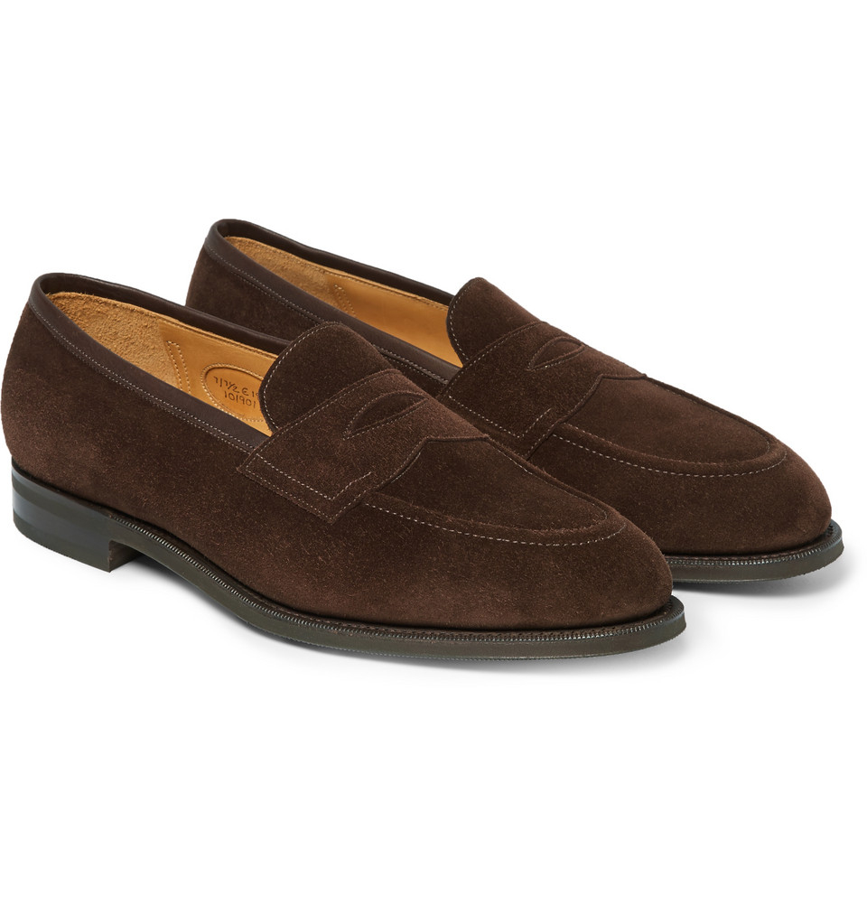 Lyst - Edward Green Picadilly Suede Penny Loafers in Brown for Men