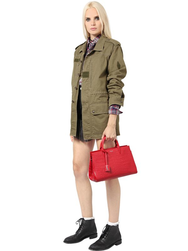 small cabas rive gauche bag in light blue grained leather  