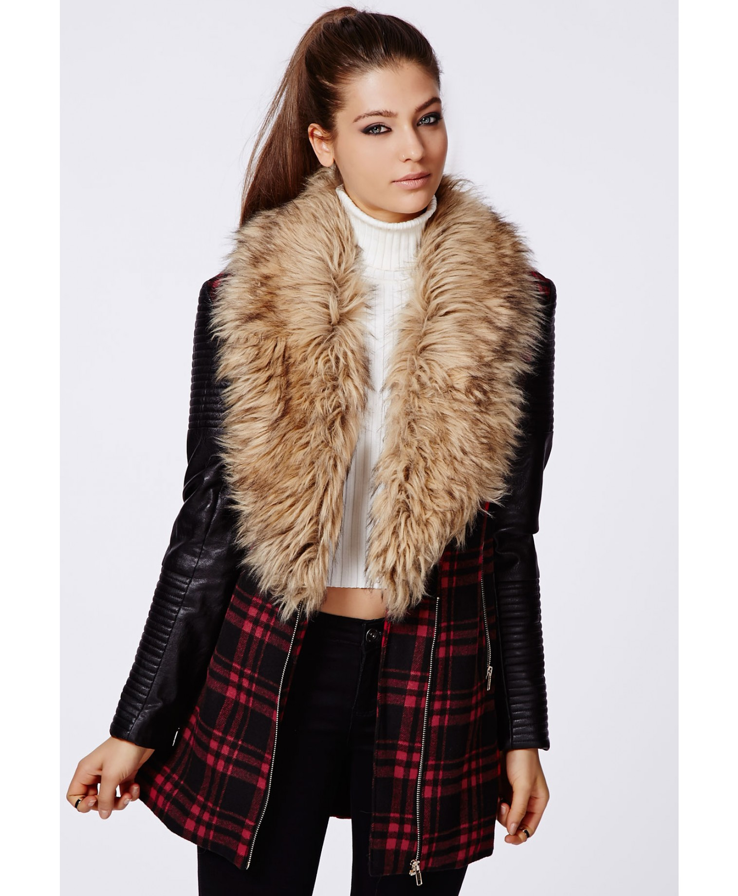 red check coat pant