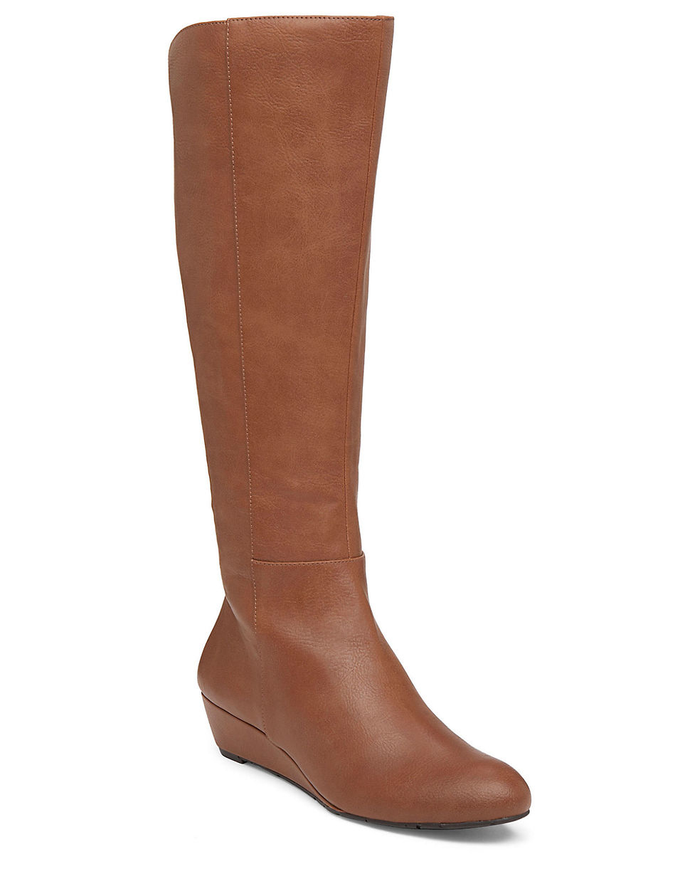 Jessica simpson Bafford Faux Leather And Elastic Kneehigh Wedge Boots