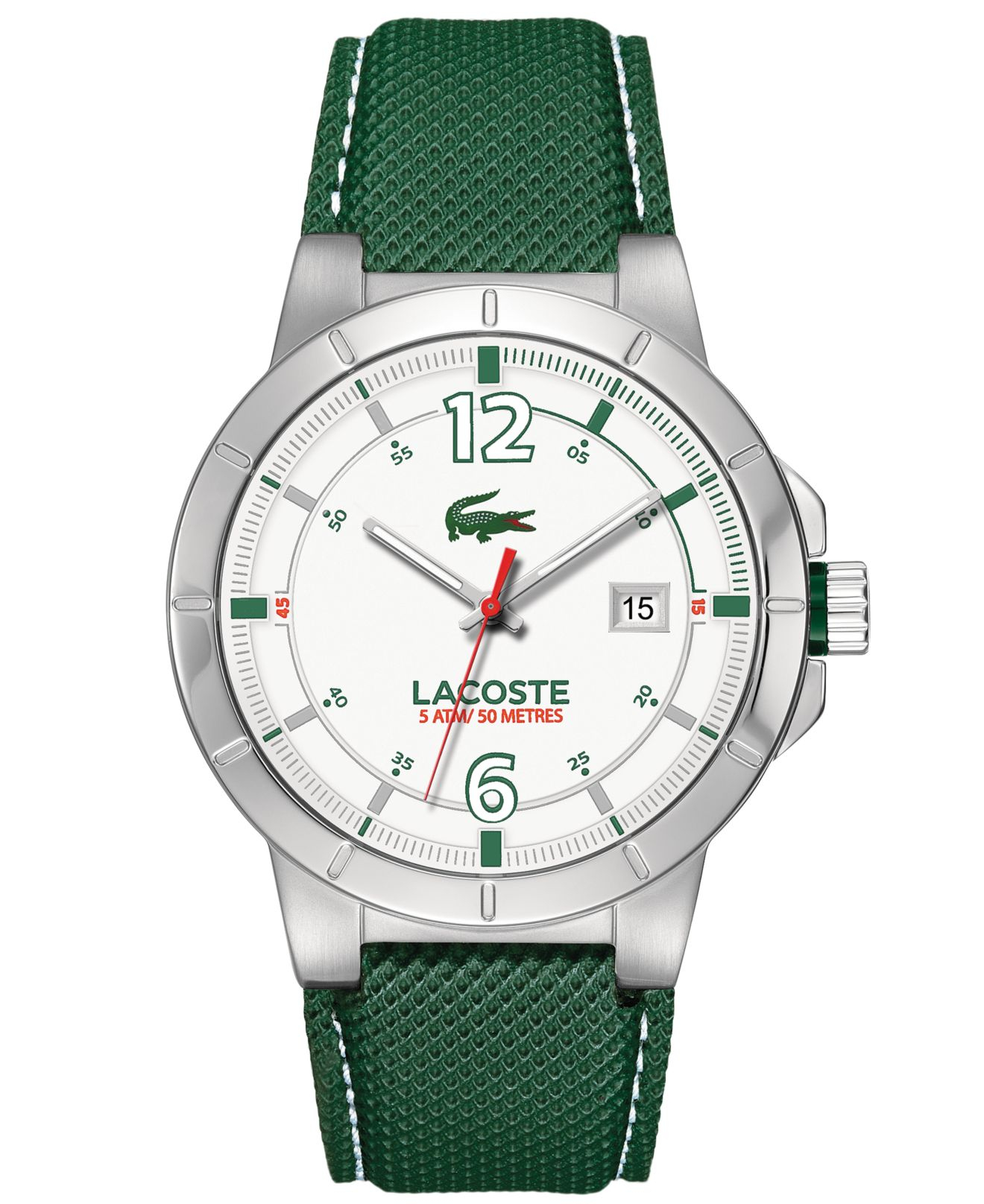 Lacoste Men'S Darwin Green Leather Strap Watch 44Mm 2010726 in Metallic ...