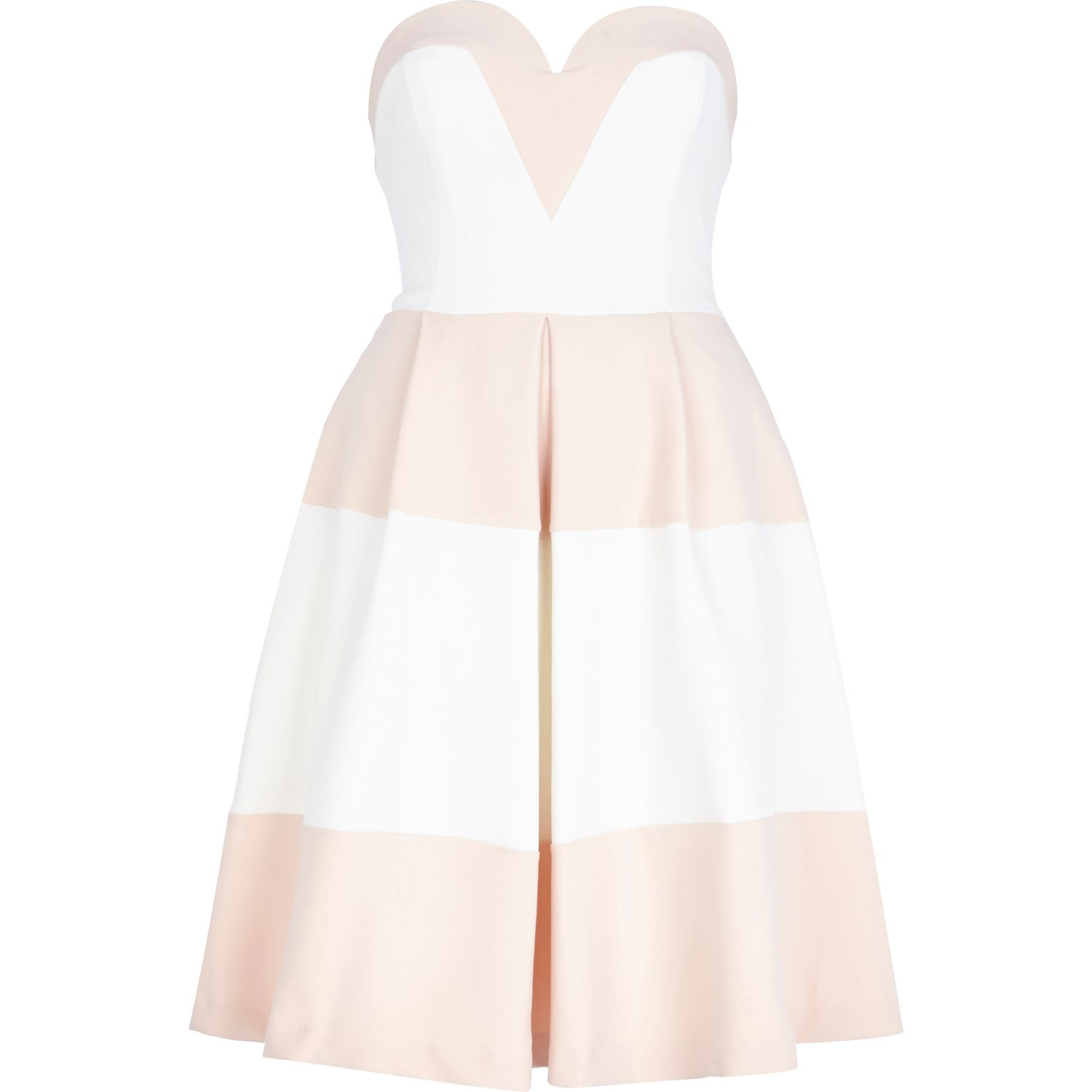 River Island Pink and White Stripe Bandeau Prom Dress in Pink | Lyst