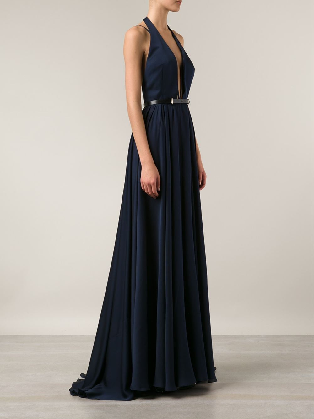 Lyst Jason Wu Plunging V Neck Silk Evening Dress In Blue Gallery