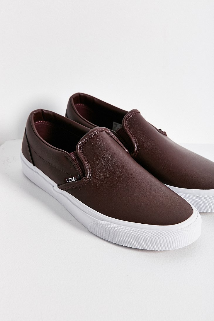 Lyst - Vans Classic Leather Slip-on Sneaker In Brown