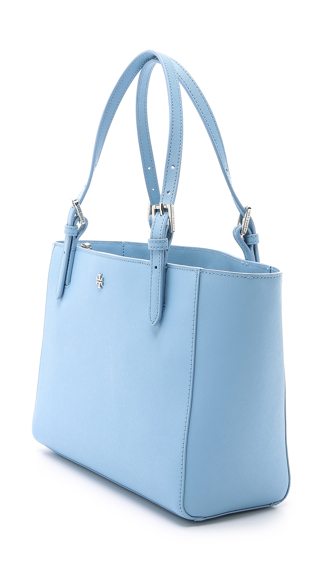 Lyst Tory Burch York Small Buckle Tote In Blue Gallery