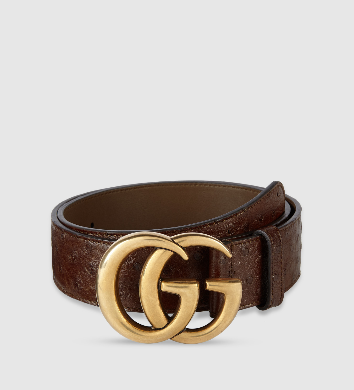 Lyst - Gucci Ostrich Belt With Double G Buckle in Brown
