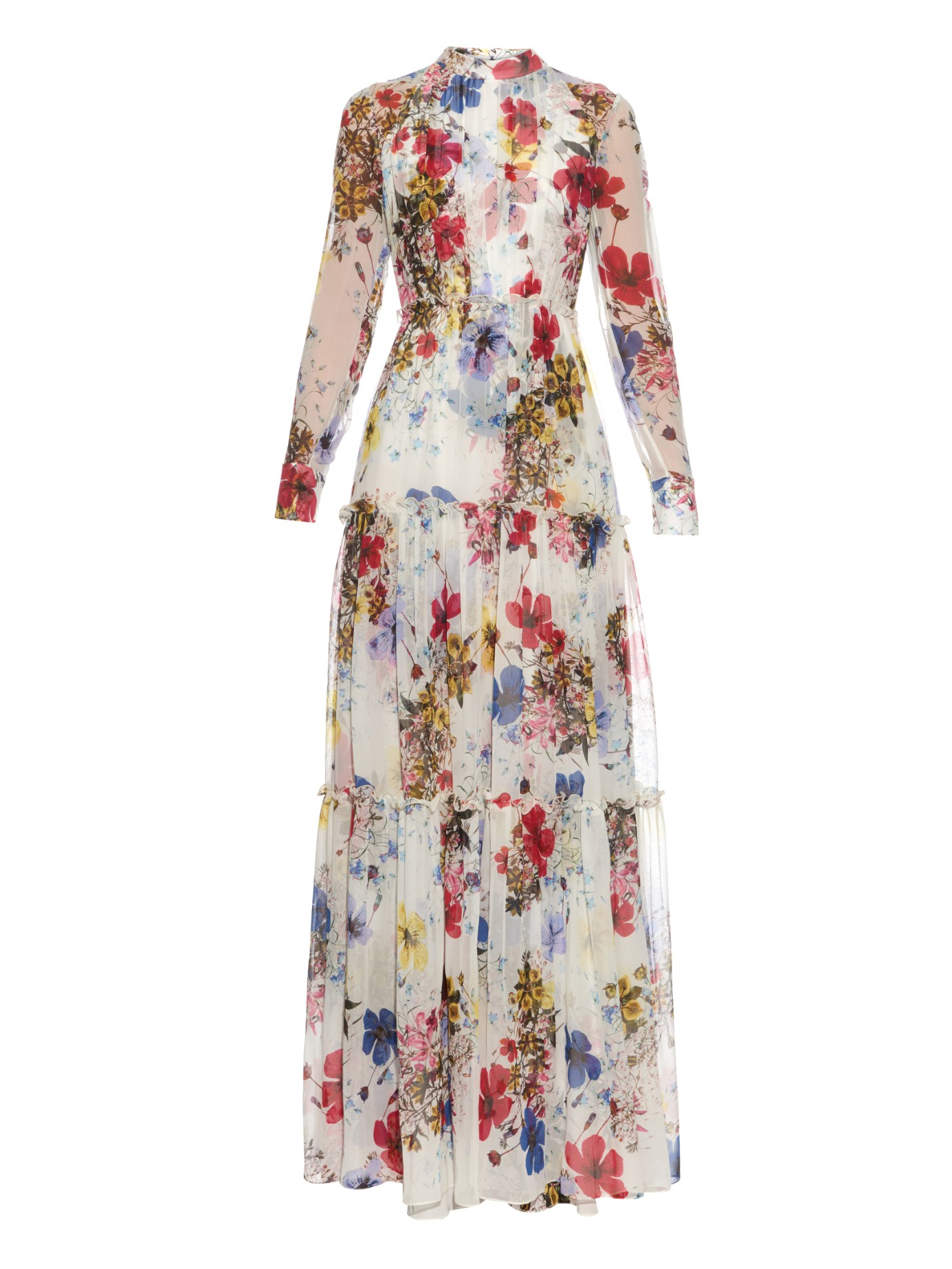 Lyst - Erdem Denise Floral Silk Gown in White