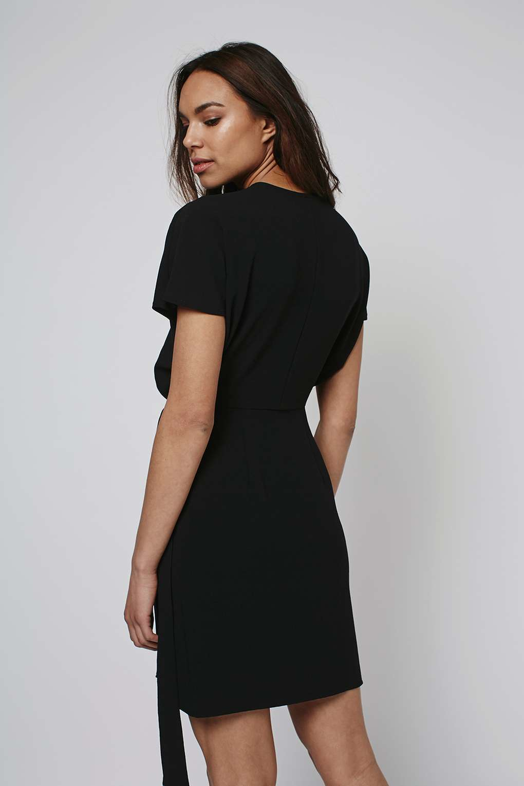 Topshop Mini Wrap Dress in Black | Lyst