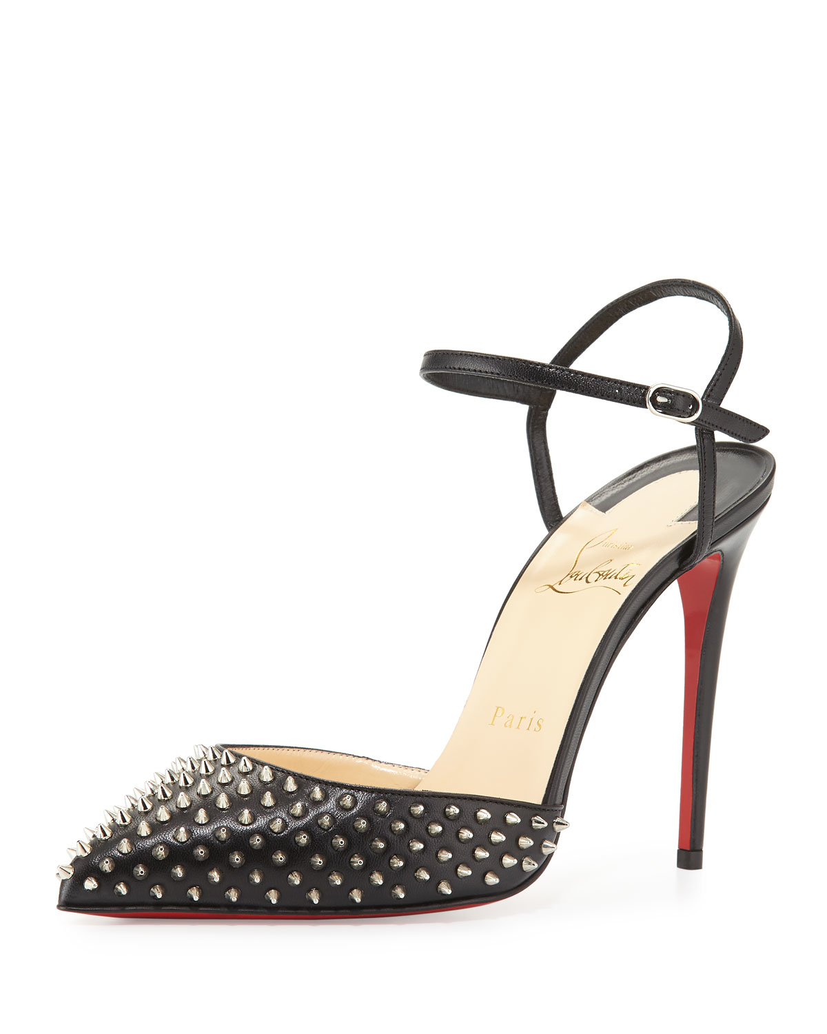 Christian Louboutin Black Patent Leather And Suede Spike Wars