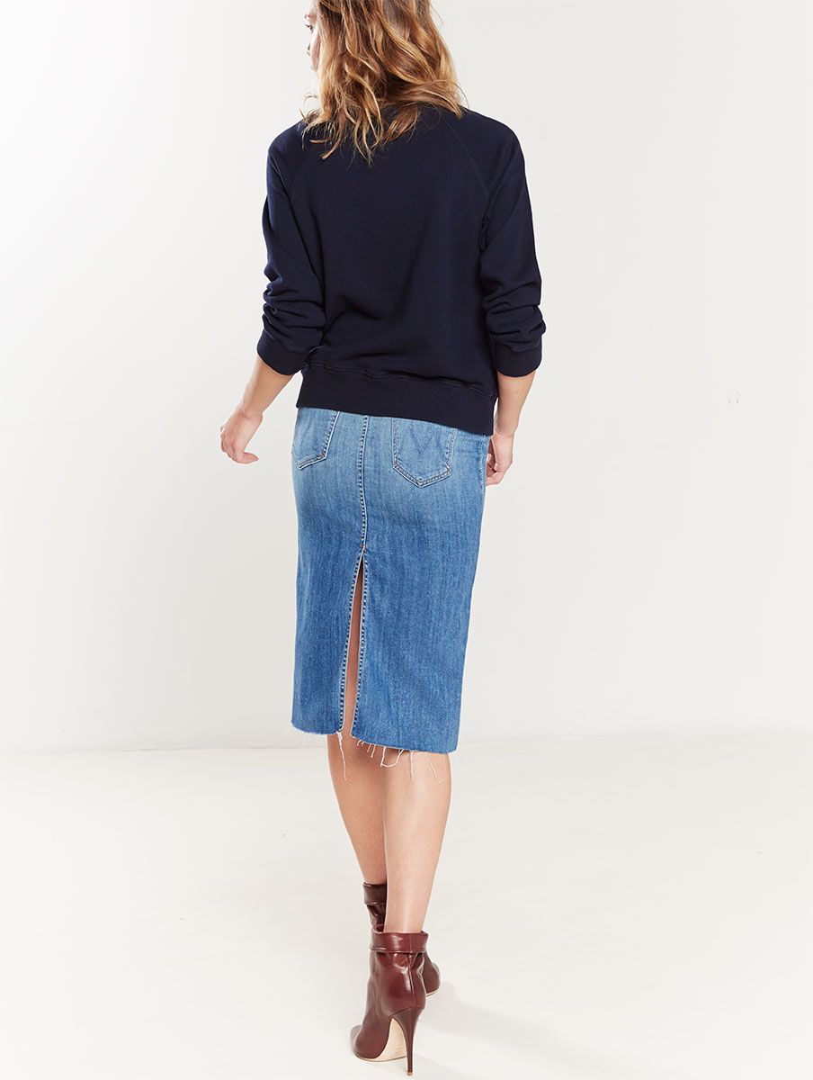 Lyst - Mother The Back Slit Midi Skirt in Blue